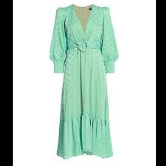 PatBO Polka Dot Satin Belted Midi Dress - Picture 3 of 13